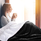 Sherpa Throw Blanket for Couch Sofa - Fuzzy Soft Cozy Blanket for Bed, Fleece Thick Warm Blanket for Winter, Black Fall Winter Throw Blanket, 50X60 Inches
