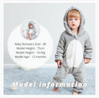 Unisex Baby Animal Costume Flannel Hooded Romper Cosplay Jumpsuit