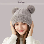 Winter Cute Fur Ball Knitted Hat Children Outdoor