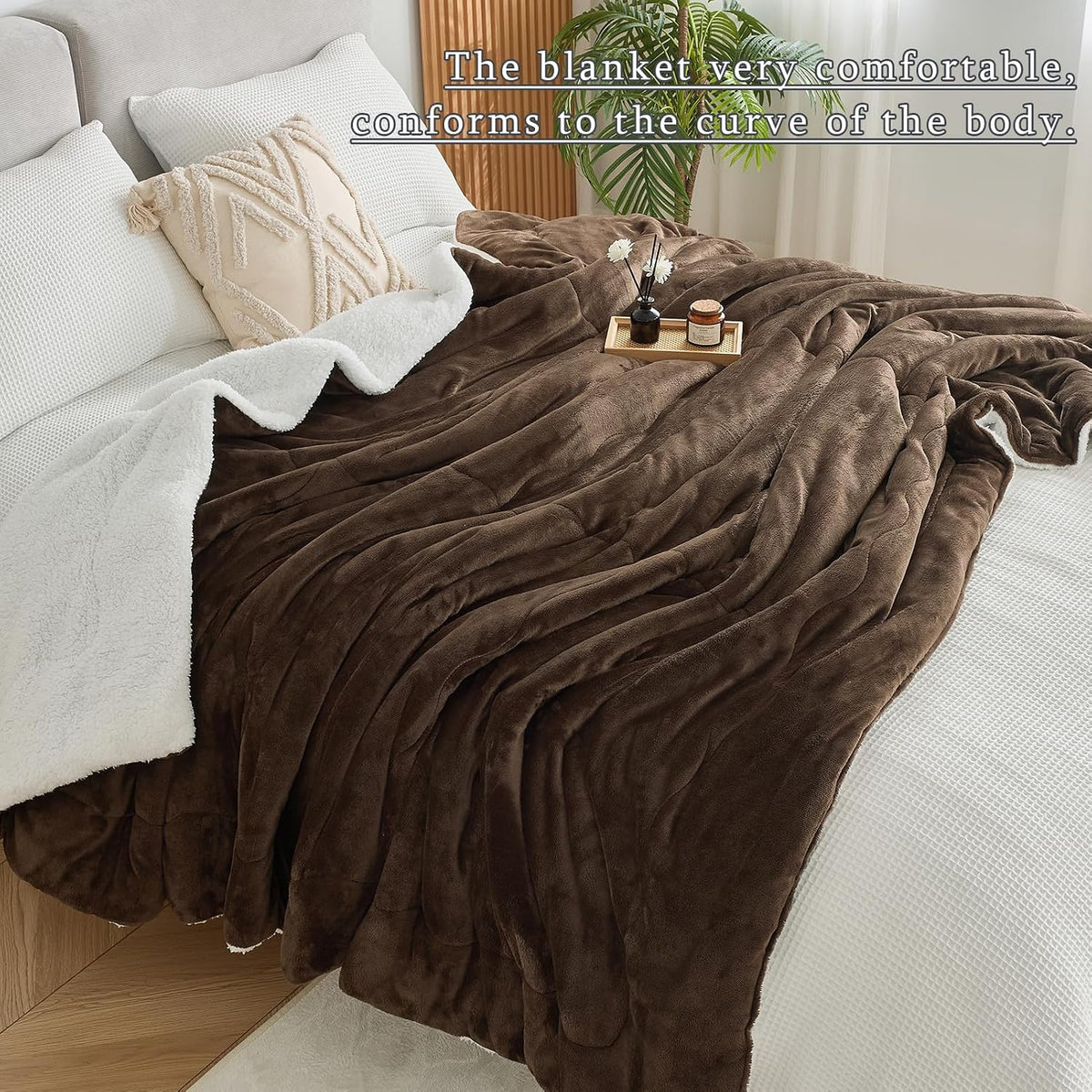 Thick & Warm Sherpa Fleece Blanket Twin Size for Winter Bed