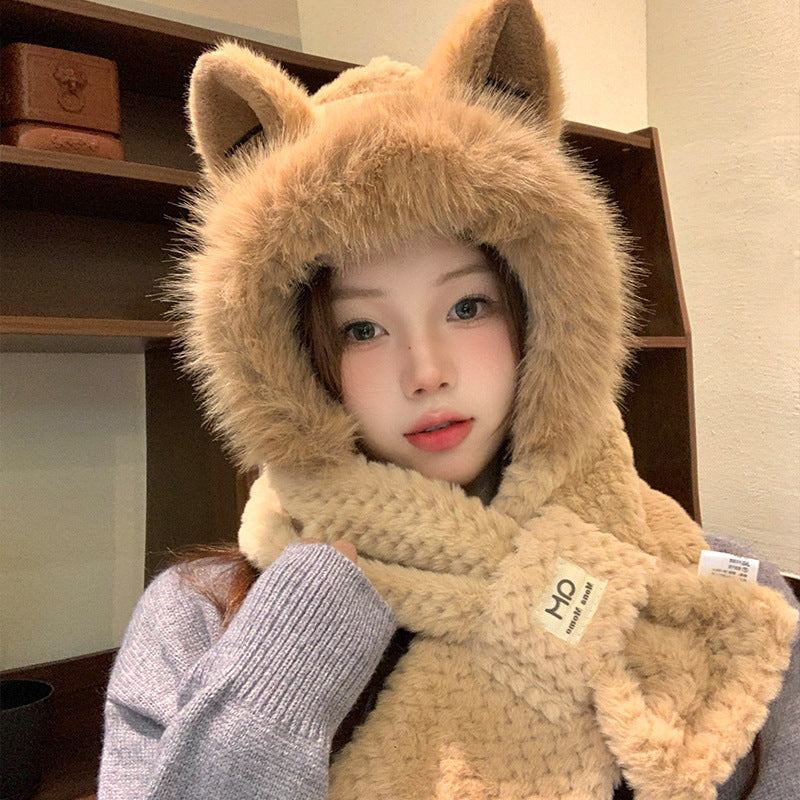Autumn and Winter Cute Furry Fox Ear Hat