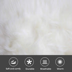 Set of 2 Decorative Faux Fur Throw Pillow Covers, White Fluffy Soft Fuzzy Square Cushion Cover Pillow Case for Sofa, Couch, Chair, Bed, Cafe, 18 X 18 Inches
