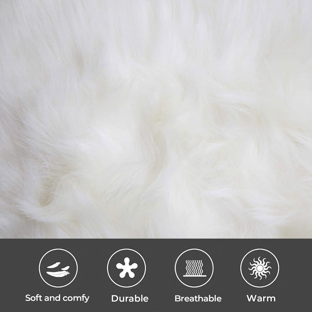 Set of 2 Decorative Faux Fur Throw Pillow Covers, White Fluffy Soft Fuzzy Square Cushion Cover Pillow Case for Sofa, Couch, Chair, Bed, Cafe, 18 X 18 Inches