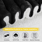 Sherpa Throw Blanket for Couch Sofa - Fuzzy Soft Cozy Blanket for Bed, Fleece Thick Warm Blanket for Winter, Black Fall Winter Throw Blanket, 50X60 Inches