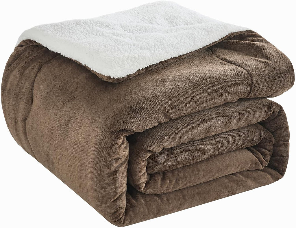 Thick & Warm Sherpa Fleece Blanket Twin Size for Winter Bed
