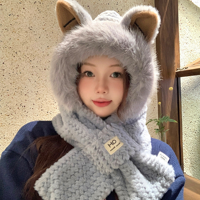 Autumn and Winter Cute Furry Fox Ear Hat