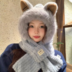Autumn and Winter Cute Furry Fox Ear Hat