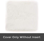 Set of 2 Decorative Faux Fur Throw Pillow Covers, White Fluffy Soft Fuzzy Square Cushion Cover Pillow Case for Sofa, Couch, Chair, Bed, Cafe, 18 X 18 Inches
