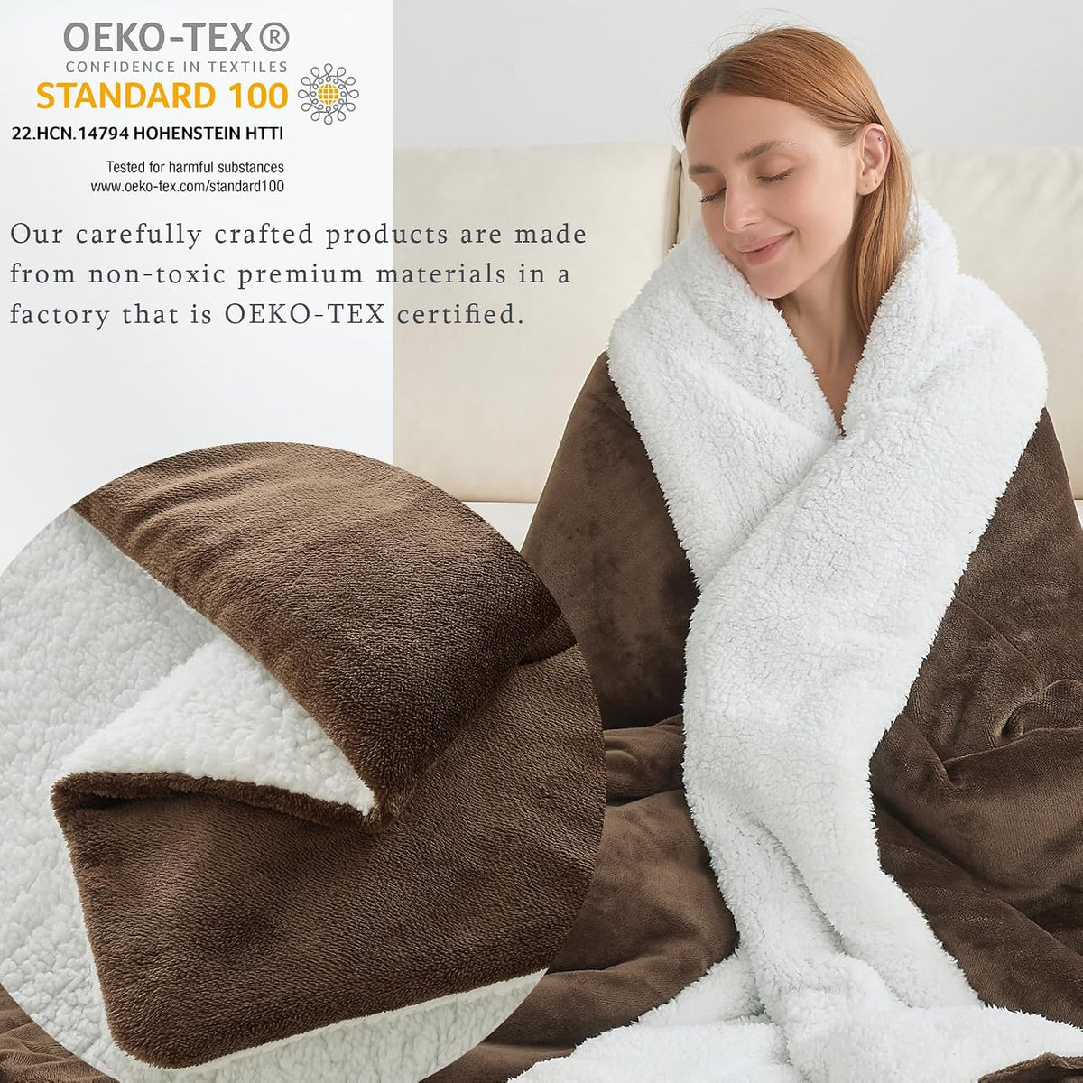 Thick & Warm Sherpa Fleece Blanket Twin Size for Winter Bed