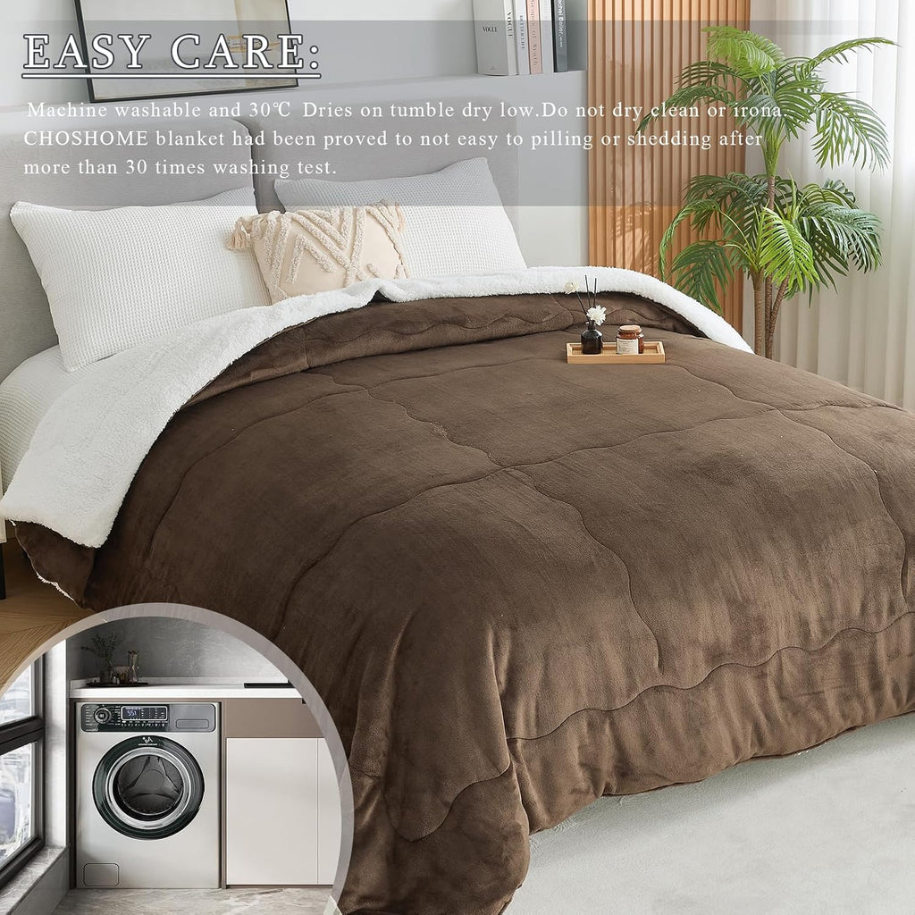 Thick & Warm Sherpa Fleece Blanket Twin Size for Winter Bed