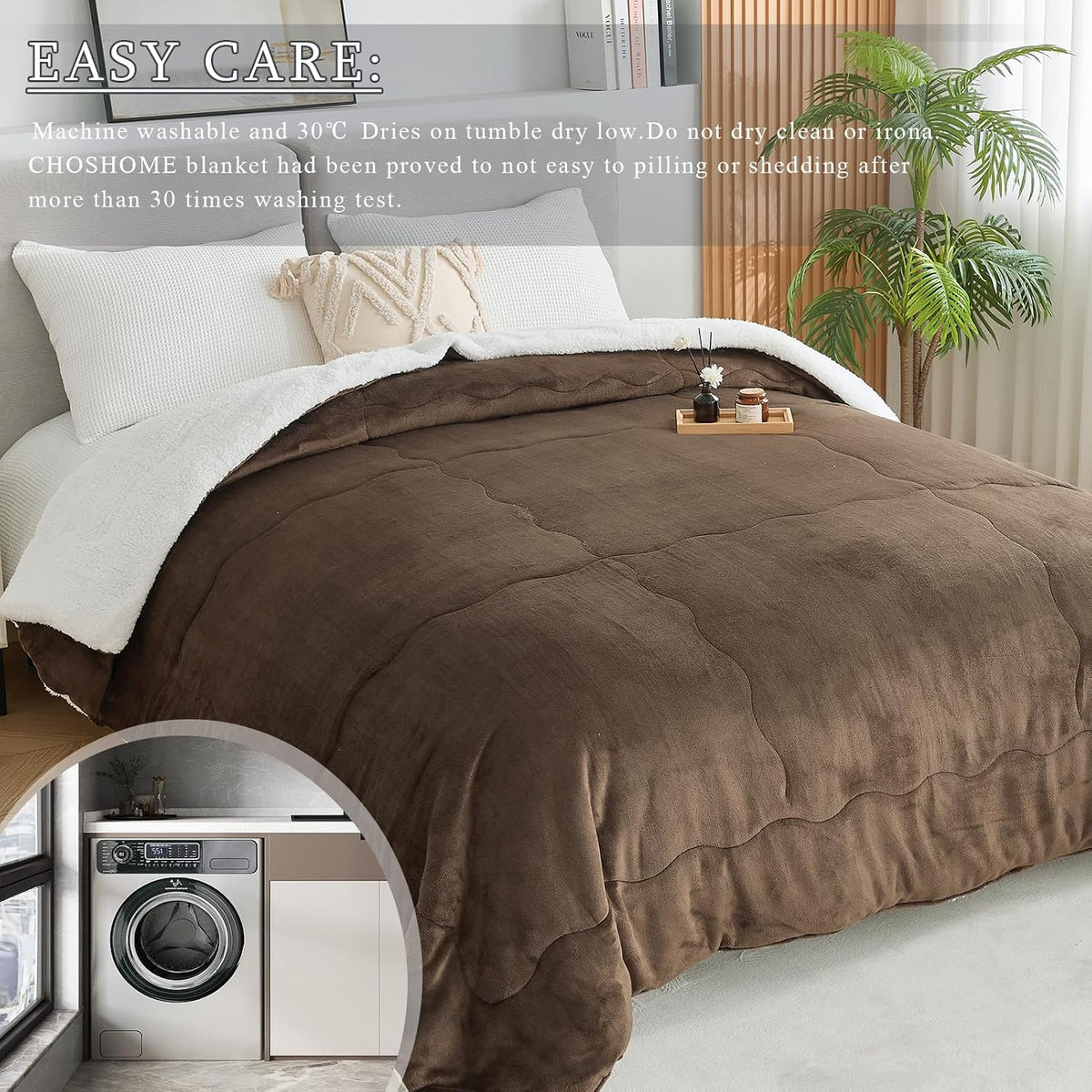 Thick & Warm Sherpa Fleece Blanket Twin Size for Winter Bed