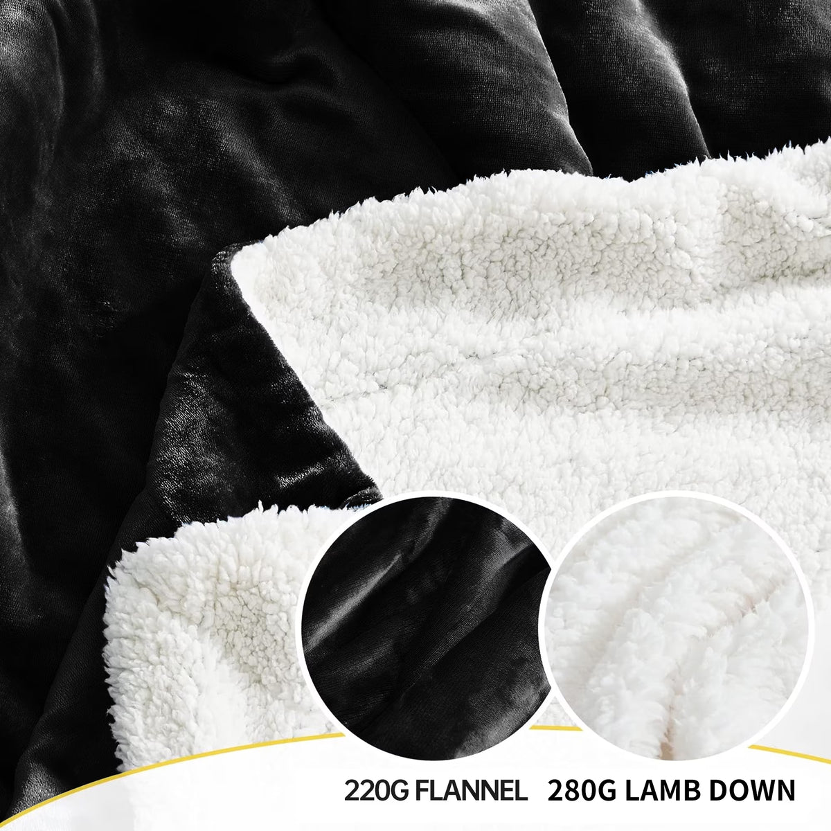 Sherpa Throw Blanket for Couch Sofa - Fuzzy Soft Cozy Blanket for Bed, Fleece Thick Warm Blanket for Winter, Black Fall Winter Throw Blanket, 50X60 Inches